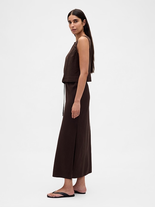 Image number 3 showing, Linen-Blend Midi Skirt