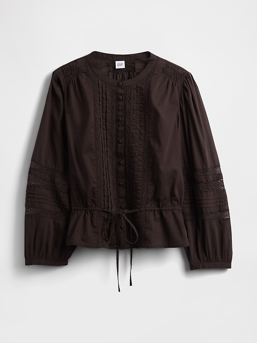 Image number 5 showing, Lace-Trim Voile Crop Top