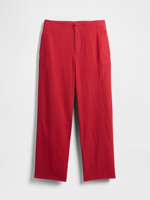 Image number 6 showing, Linen-Blend Relaxed Straight Ankle Pants