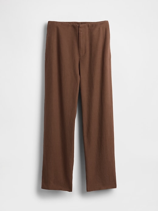 Image number 6 showing, Linen-Blend Relaxed Straight Ankle Pants