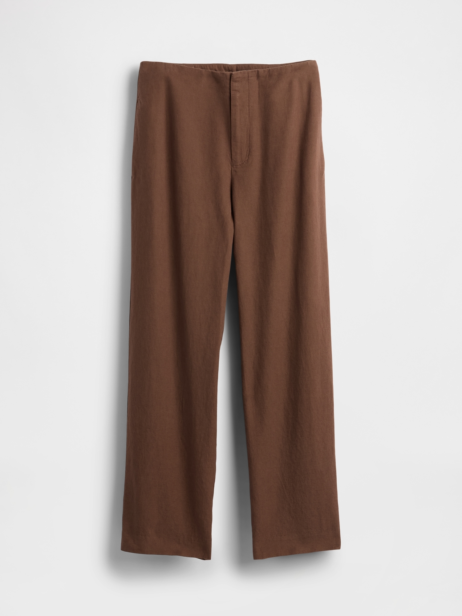Linen-Blend Relaxed Straight Ankle Pants