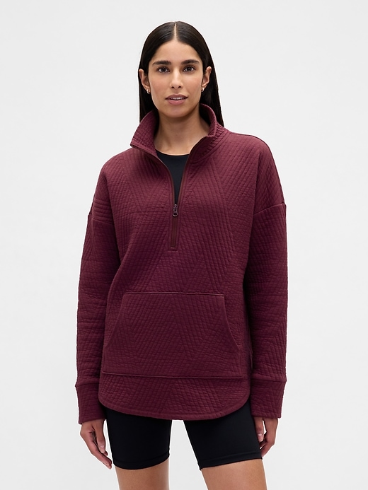 Image number 1 showing, GapFit Quilted Jacquard Half-Zip Pullover