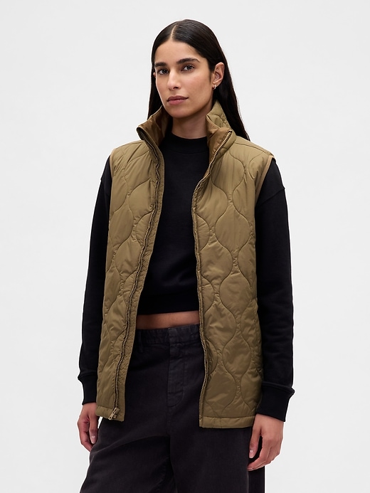Image number 1 showing, Recycled Lightweight Quilted Puffer Vest