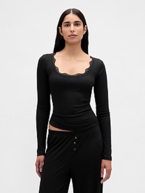 Mini Rib Lace-Trim PJ Top