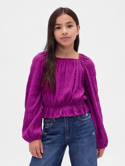 Image number 1 showing, Kids Crinkle Peplum Top