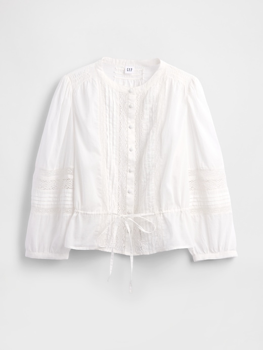 Image number 4 showing, Lace-Trim Voile Crop Top