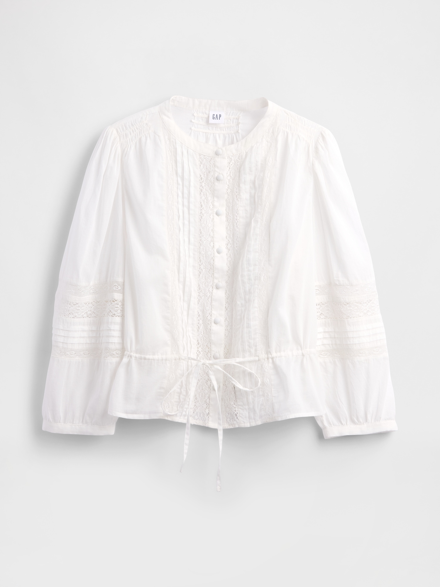 Lace-Trim Voile Crop Top