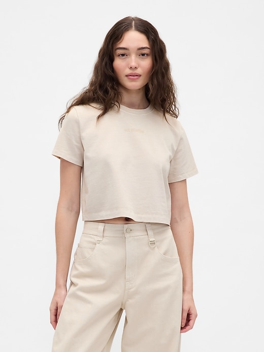 Image number 1 showing, Gap × BÉIS Organic Cotton VintageSoft Crop Graphic T-Shirt