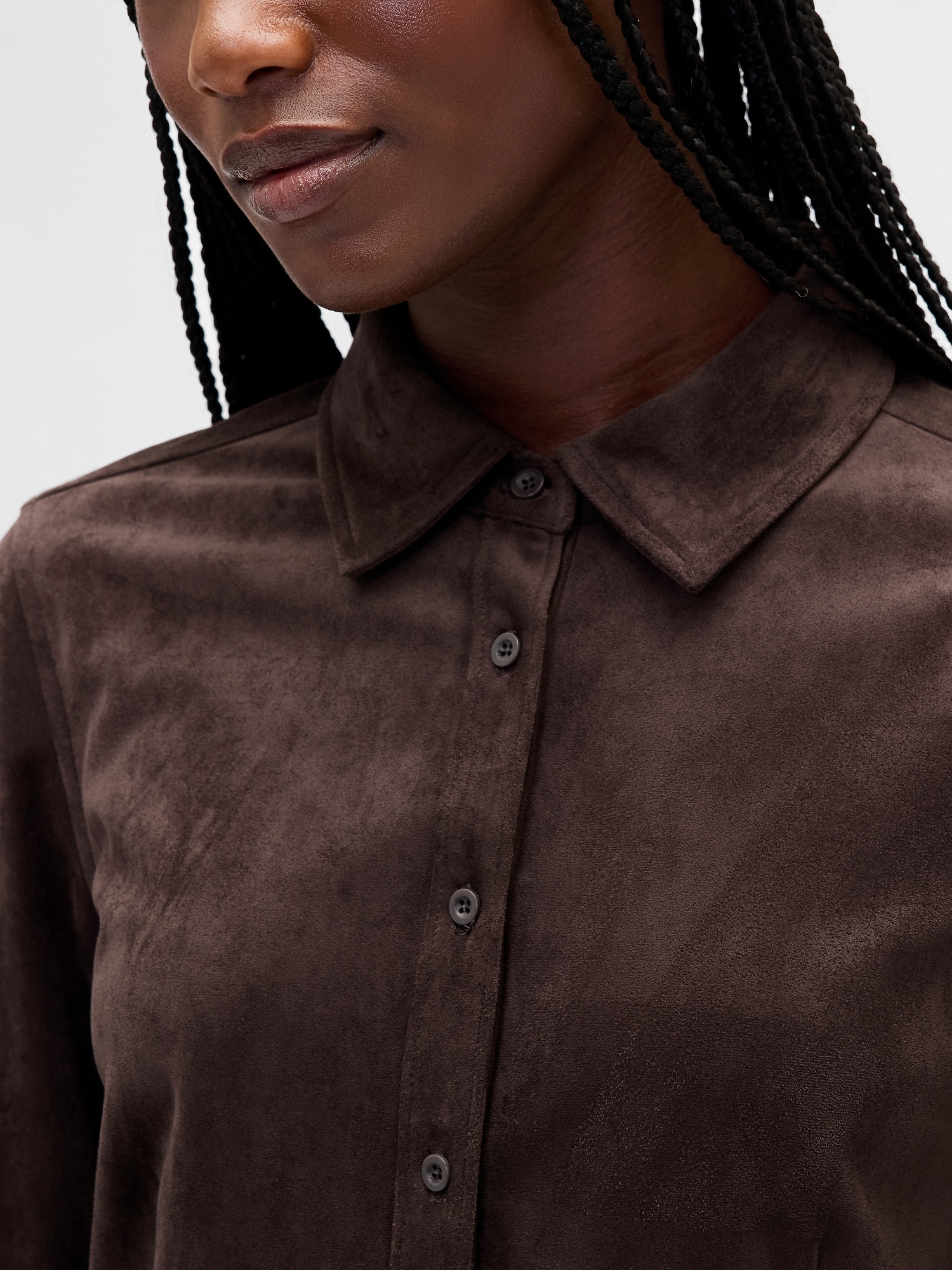 Vegan Suede Fitted Shirt