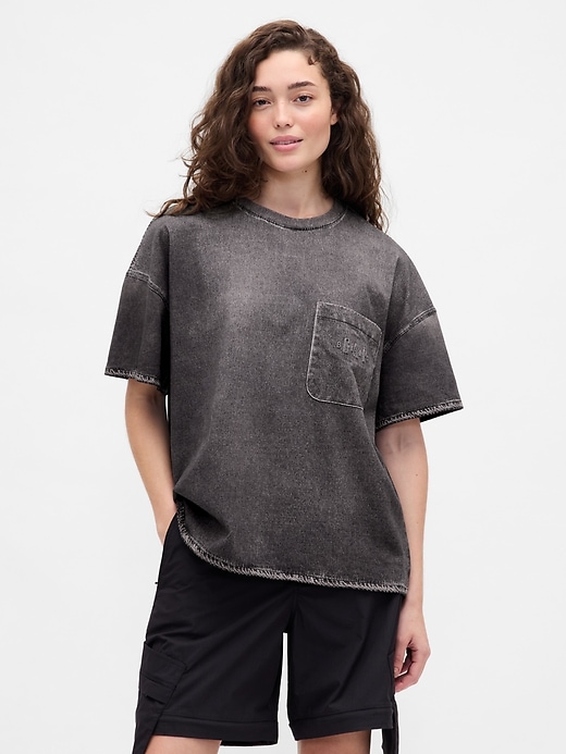 Image number 1 showing, Gap × BÉIS Knit Denim Pocket T-Shirt