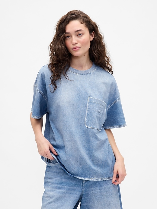 Image number 1 showing, Gap × BÉIS Knit Denim Pocket T-Shirt