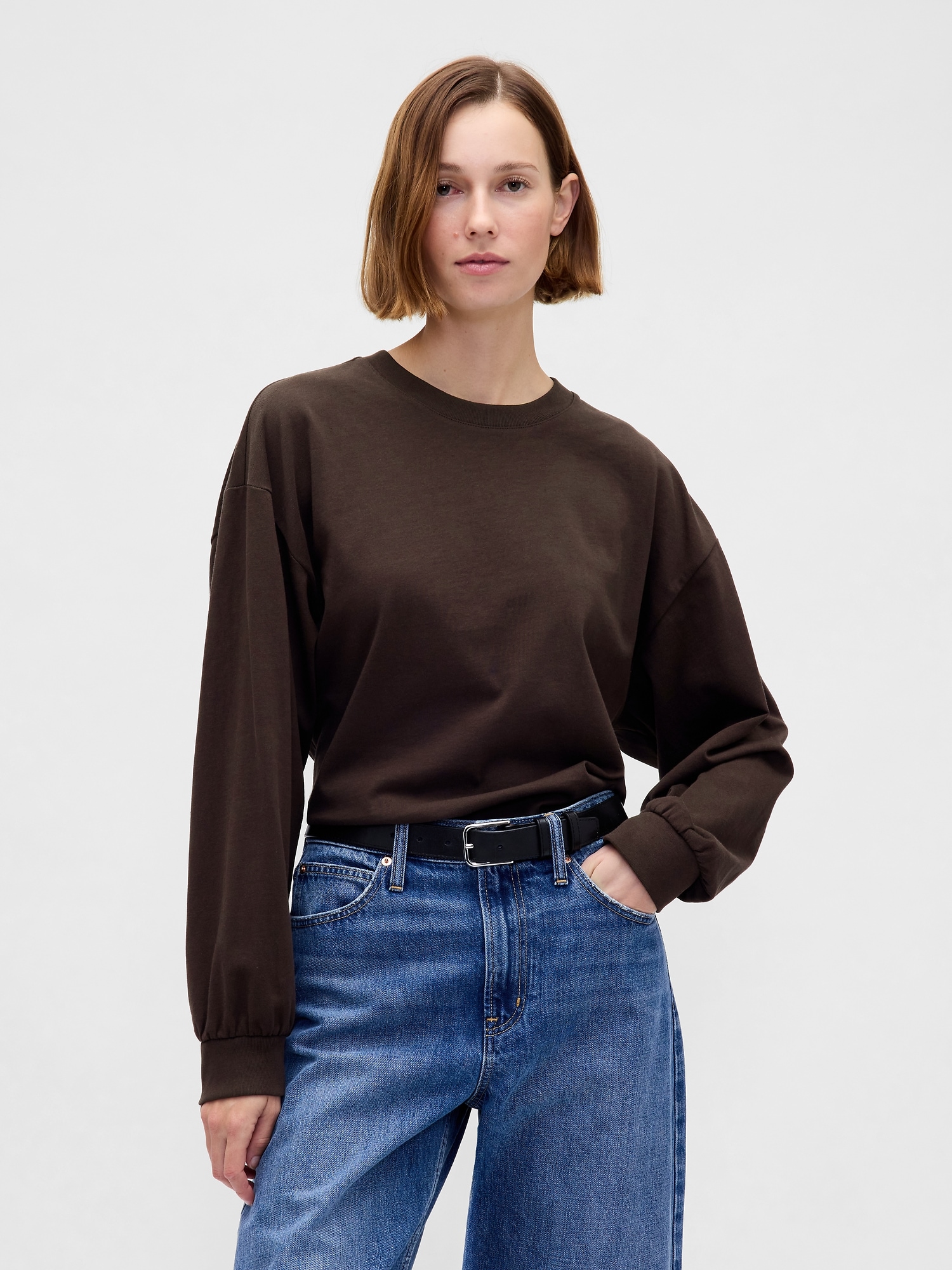 Gap Organic Cotton Vintagesoft Heavyweight Crop T-shirt In Brown