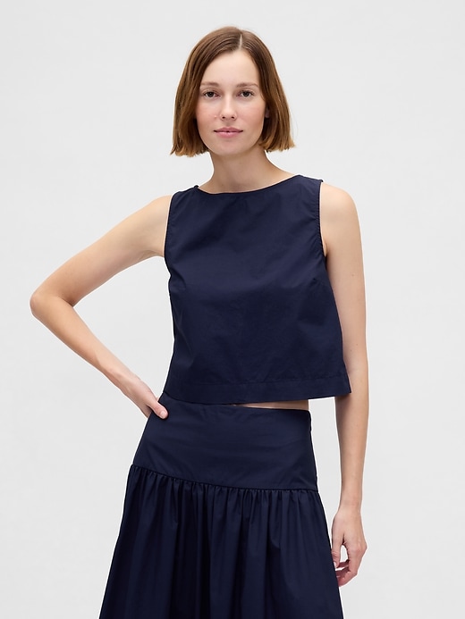 Image number 1 showing, Boatneck Shell Crop Tank Top