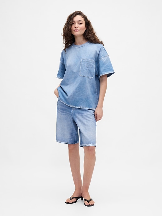 Image number 1 showing, Gap × BÉIS Knit Denim Baggy Shorts