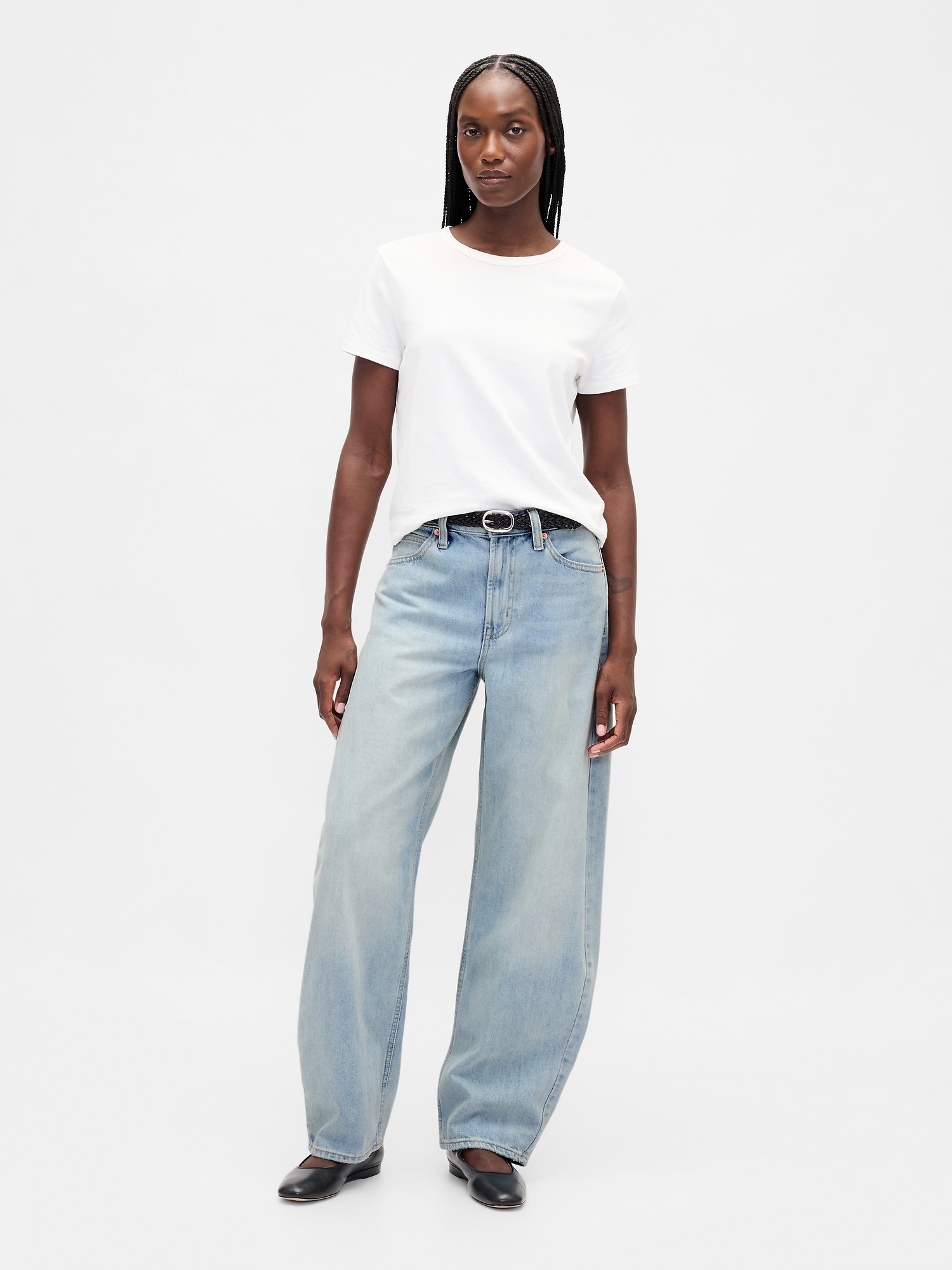 High Rise Barrel Jeans - Light Wash