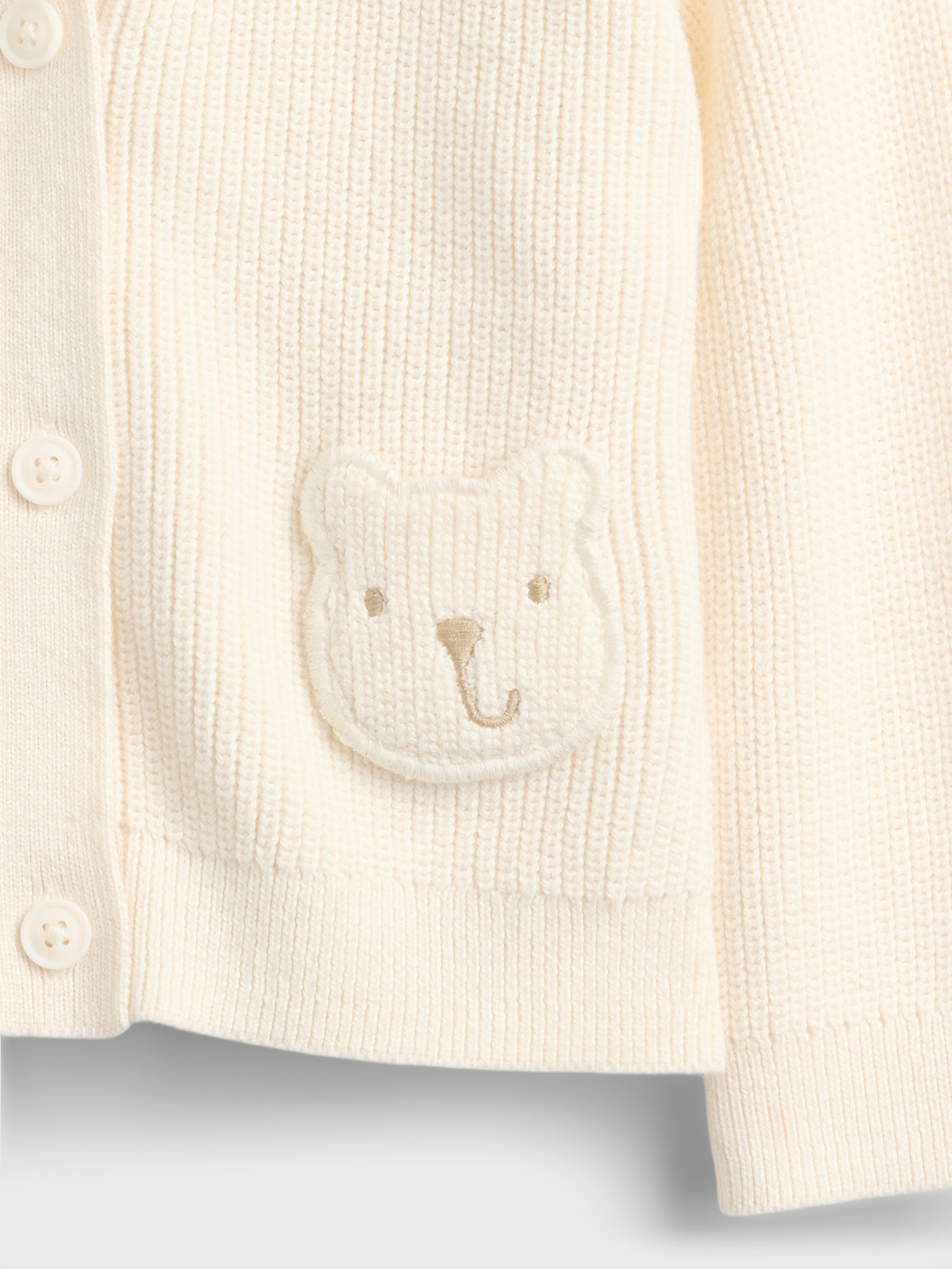 Кардиган Gap Bear Pocket Cardigan Sweater для малышей, цвет: Слоновая кость морозный — фото 3