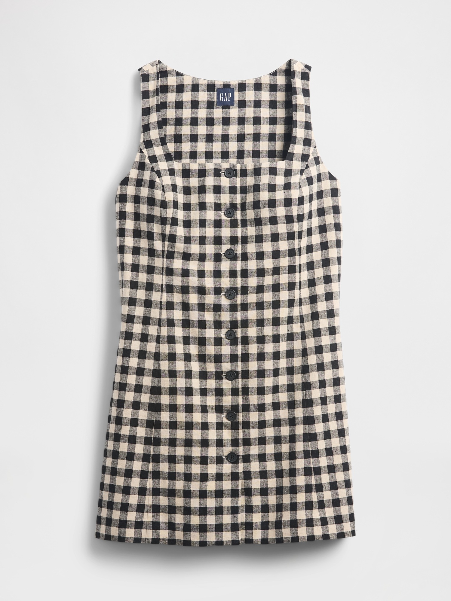 Linen-Blend Button-Front Mini Dress
