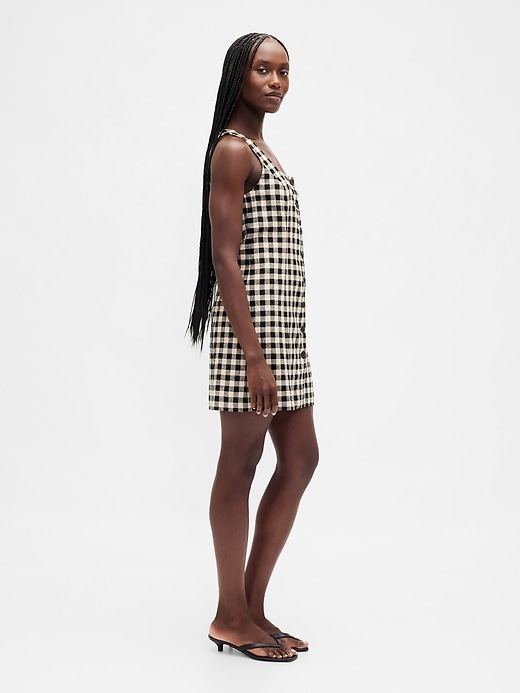Image number 3 showing, Linen-Blend Button-Front Mini Dress