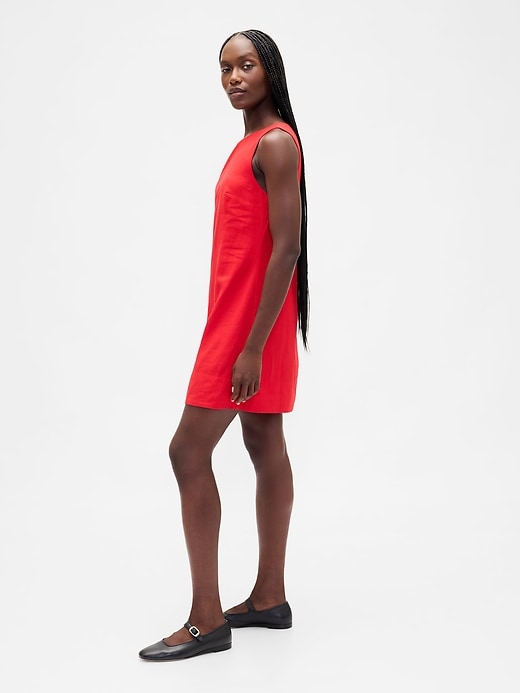 Image number 3 showing, Linen-Blend Mini Shift Dress