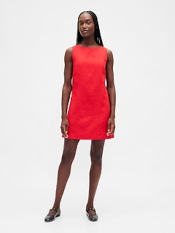Linen-Blend Mini Shift Dress