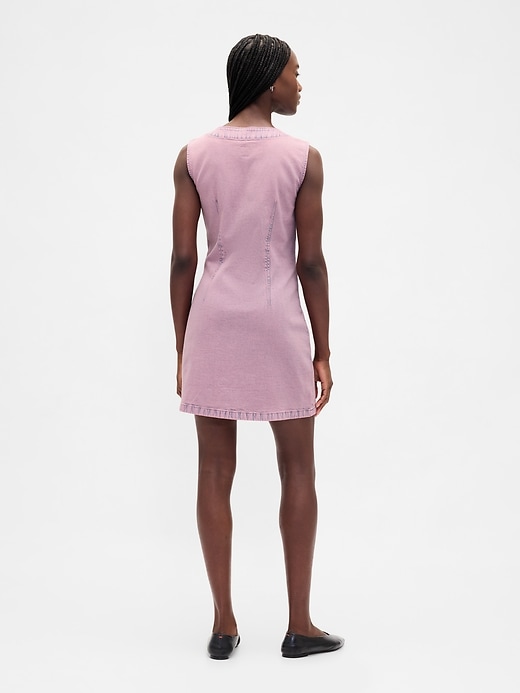 Image number 2 showing, Denim V-Neck Mini Dress