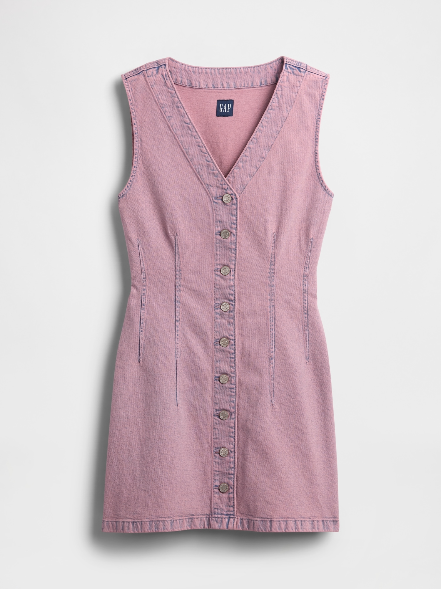 Denim V-Neck Mini Dress