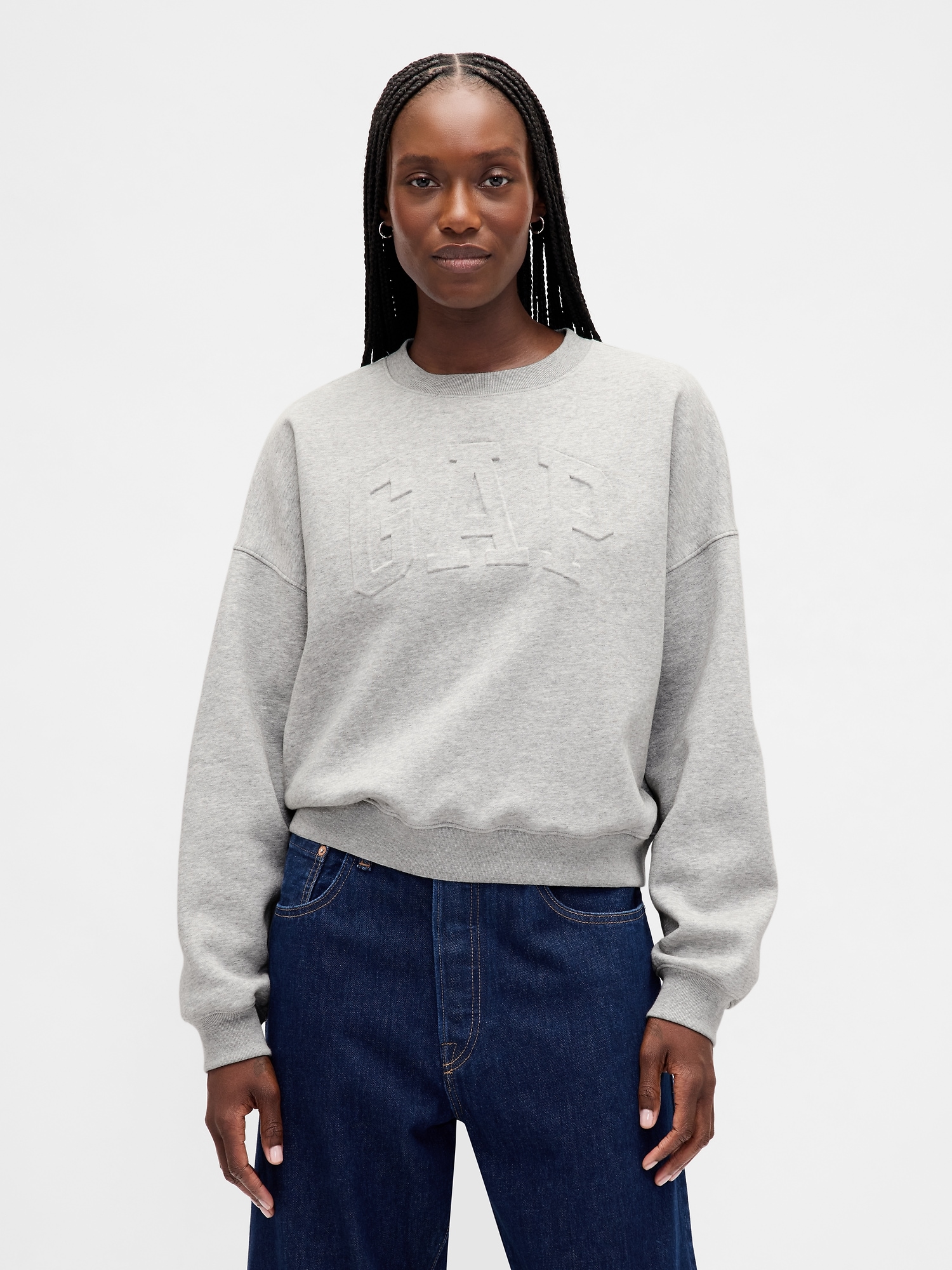 Gap Vintagesoft Logo Wedge Sweatshirt In Gray
