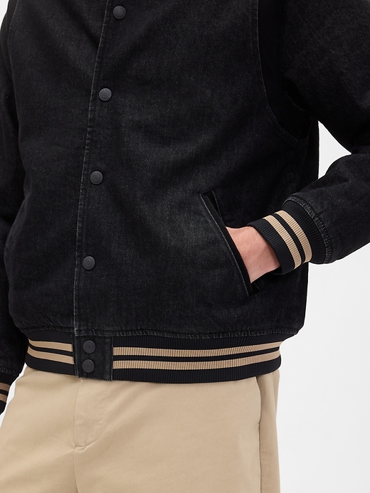 Image number 4 showing, Oversized Varsity Denim Jacket