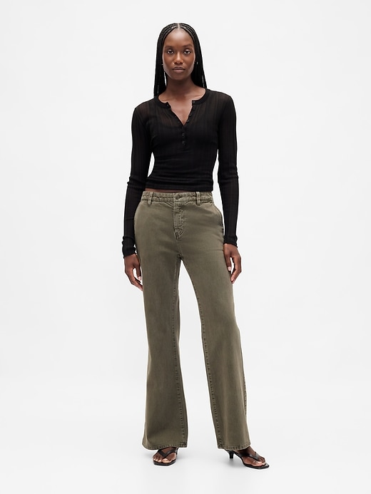 Image number 1 showing, Low Rise Flare Khakis