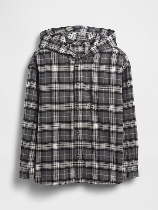 Kids Organic Cotton Hooded Flannel Shirt