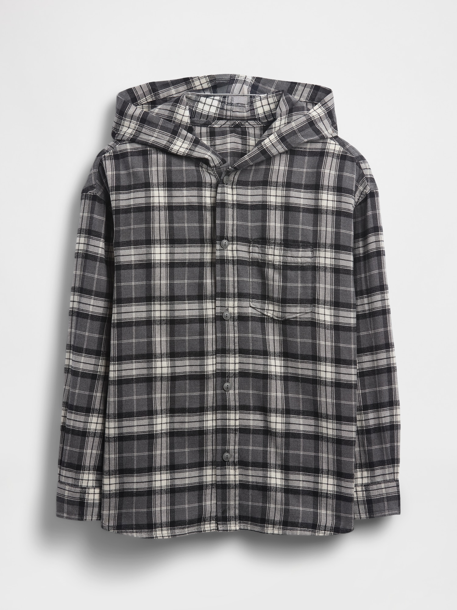 Kids Organic Cotton Hooded Flannel Shirt