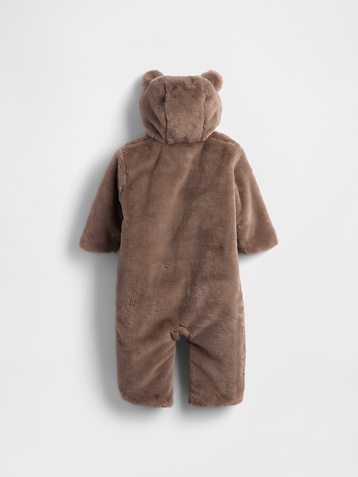 Image number 2 showing, Baby Faux Fur Bear Hooded One-Piece