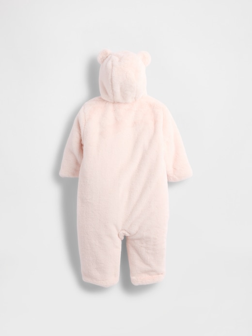 Image number 2 showing, Baby Faux Fur Bear Hooded One-Piece