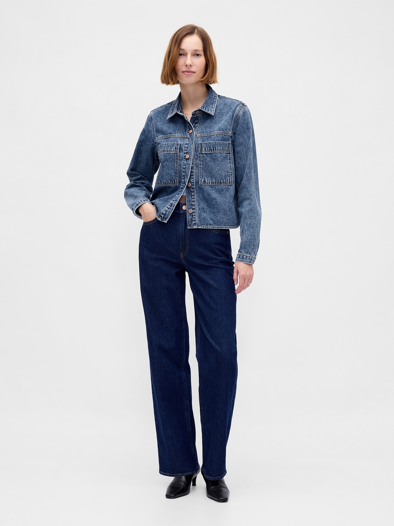 Denim Crop Shirt Jacket
