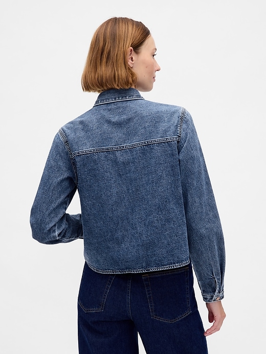 Image number 3 showing, Denim Crop Shirt Jacket