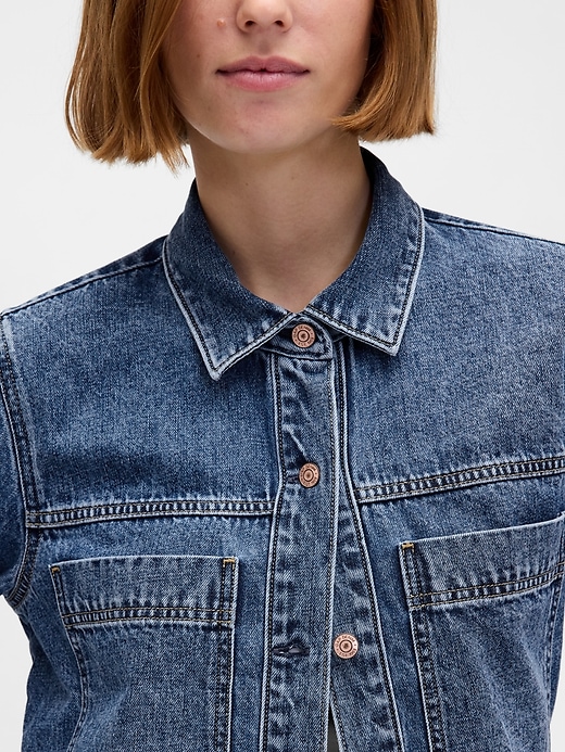 Image number 4 showing, Denim Crop Shirt Jacket