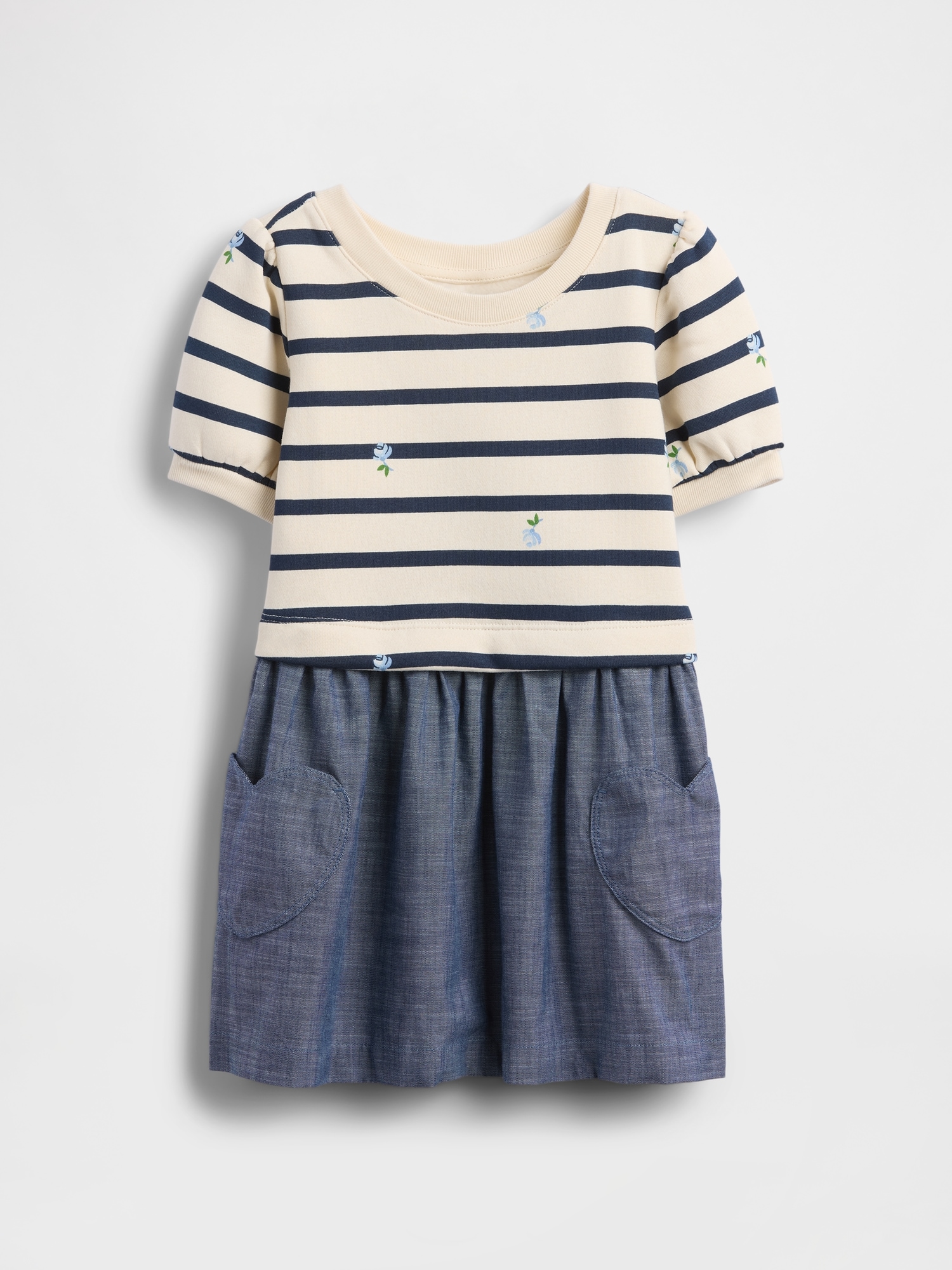 Baby & Toddler VintageSoft Mixed Media Dress - Chambray Stripes