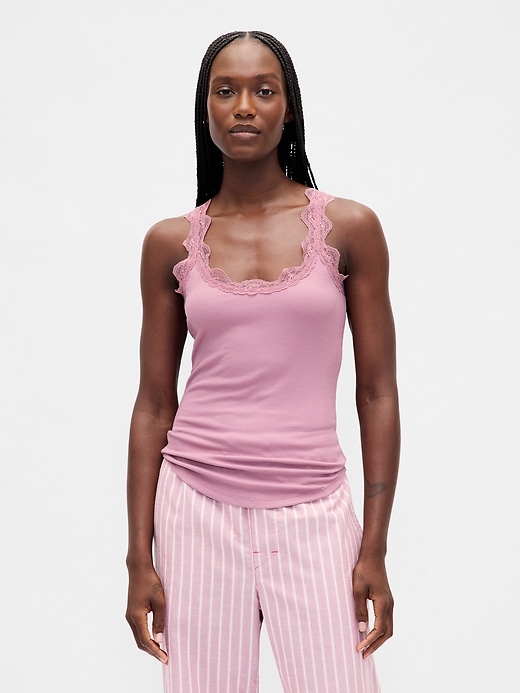 Image number 1 showing, Mini Rib Lace PJ Tank Top