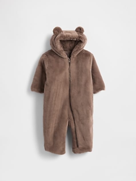 Baby Faux Fur Bear Hooded One-Piece