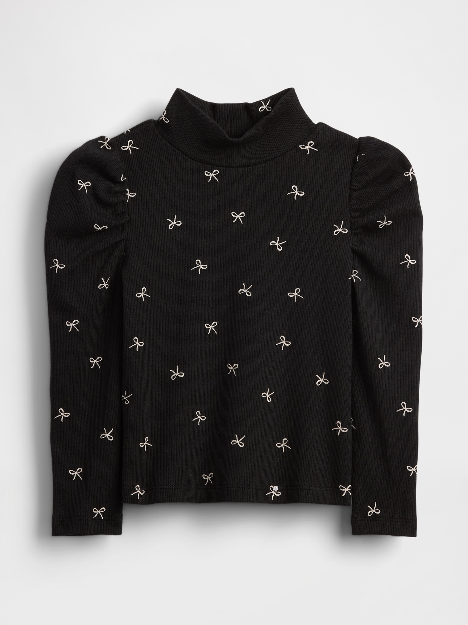 Baby & Toddler Puff-Sleeve Rib Mockneck - Black