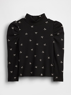 Baby & Toddler Puff-Sleeve Rib Mockneck