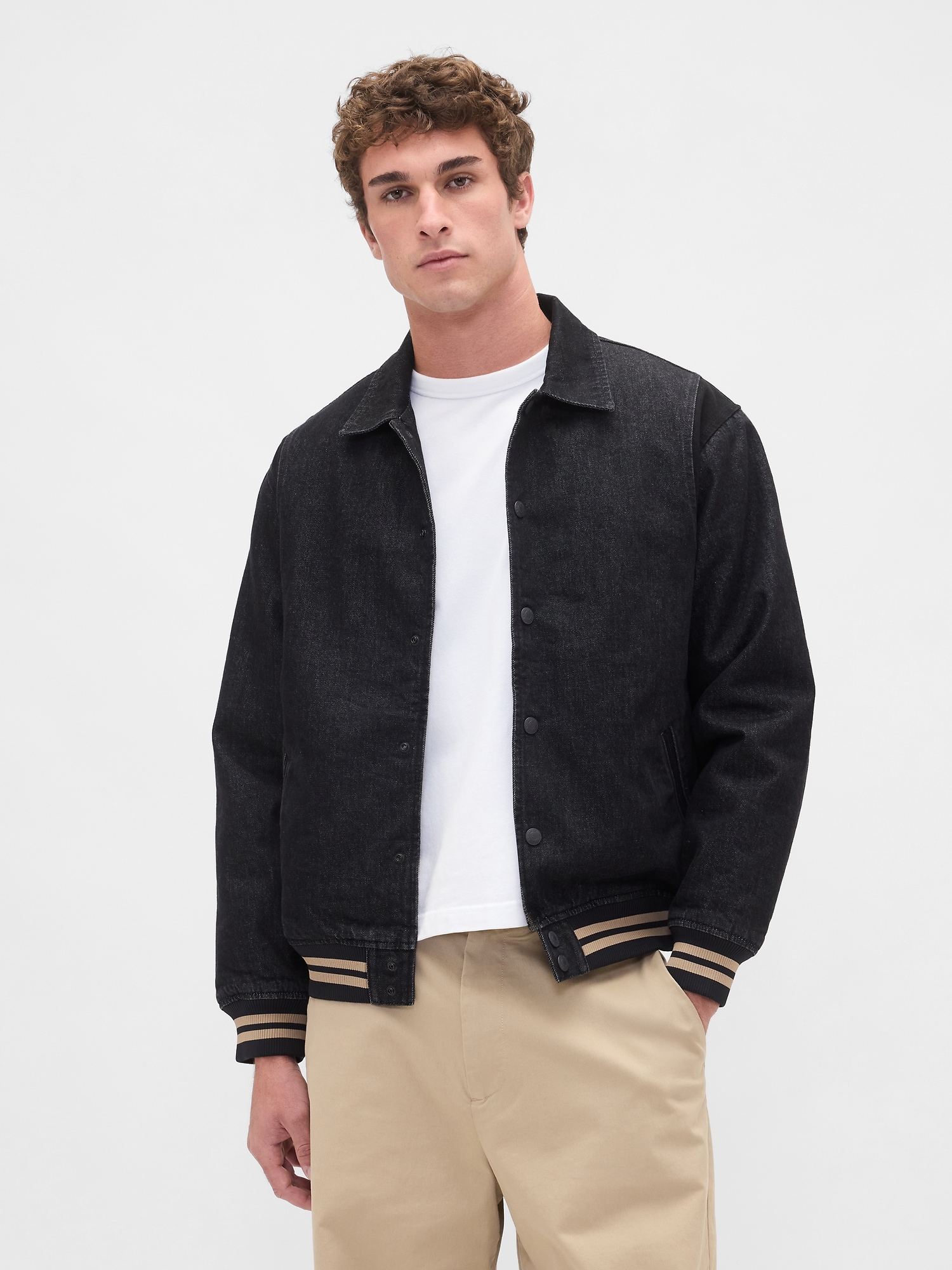 Oversized Varsity Denim Jacket