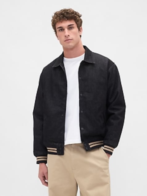 Oversized Varsity Denim Jacket