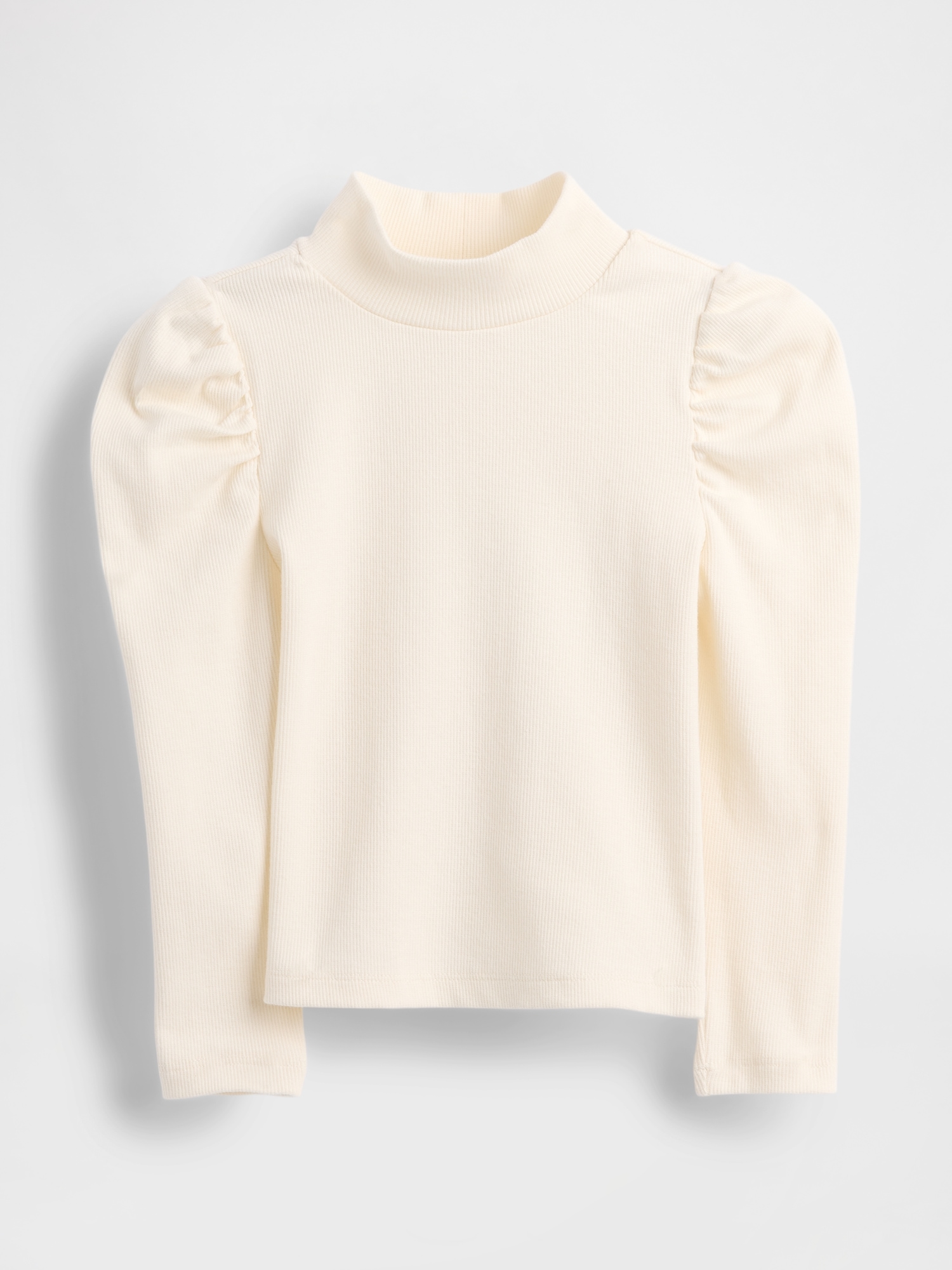 Baby & Toddler Puff-Sleeve Rib Mockneck - Ivory Frost