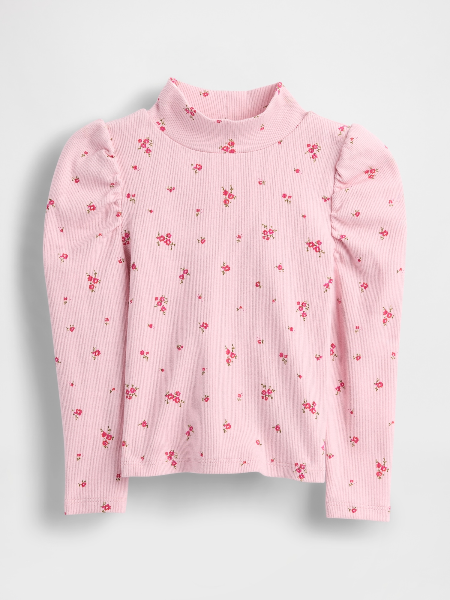 Baby & Toddler Puff-Sleeve Rib Mockneck - Pure Pink