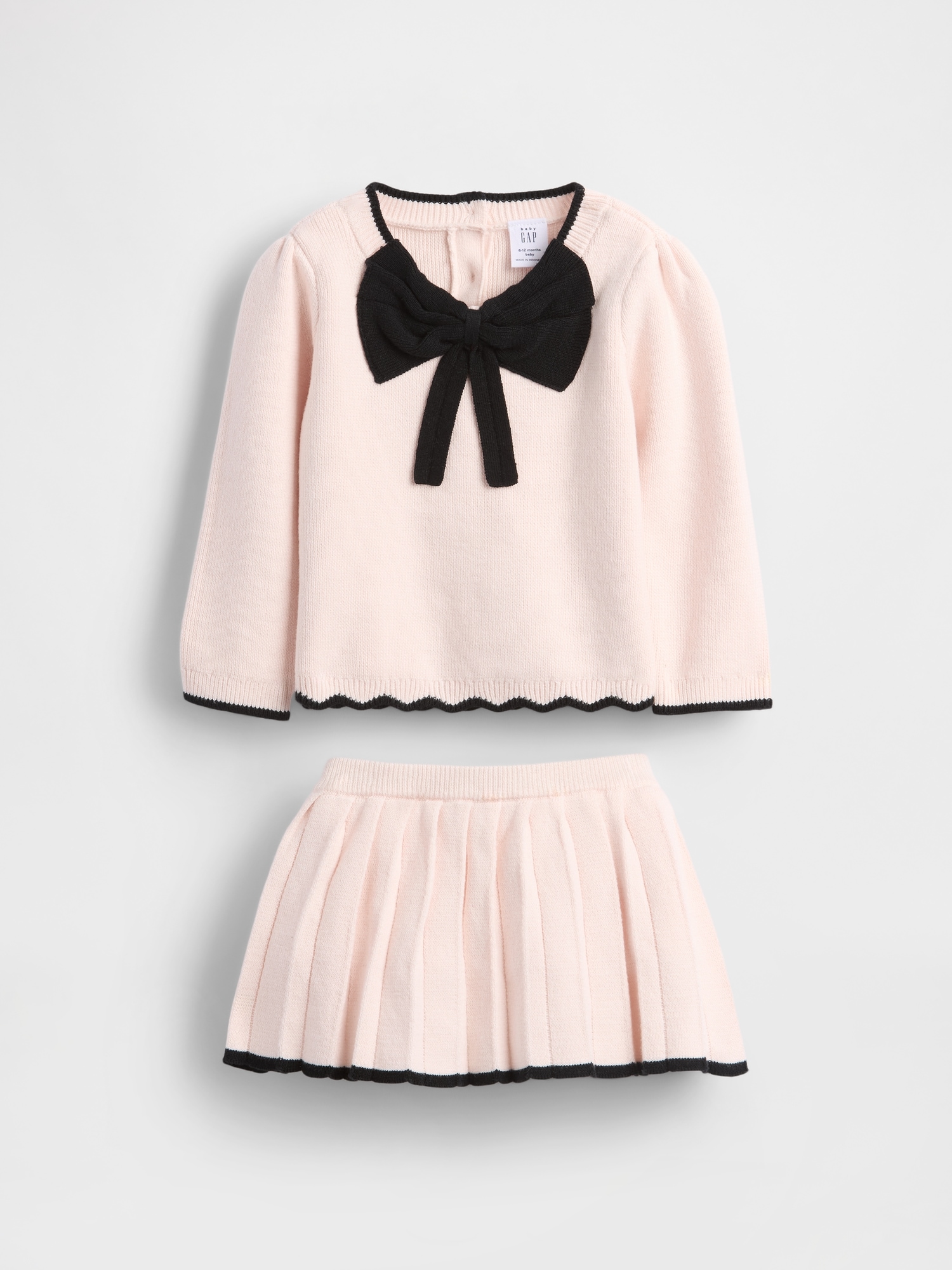 Baby Bow Sweater Skort Set - Barely Pink