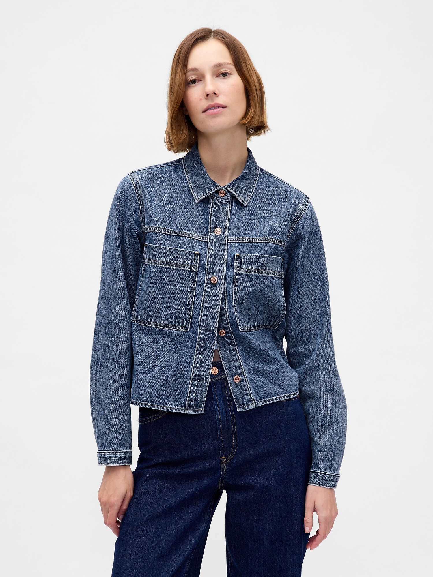 Denim Crop Shirt Jacket