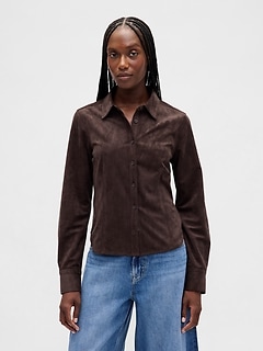 Vegan Suede Fitted Shirt