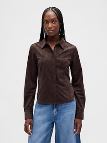 Vegan Suede Fitted Shirt
