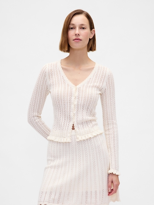 Image number 1 showing, 100% Cotton Pointelle Cardigan